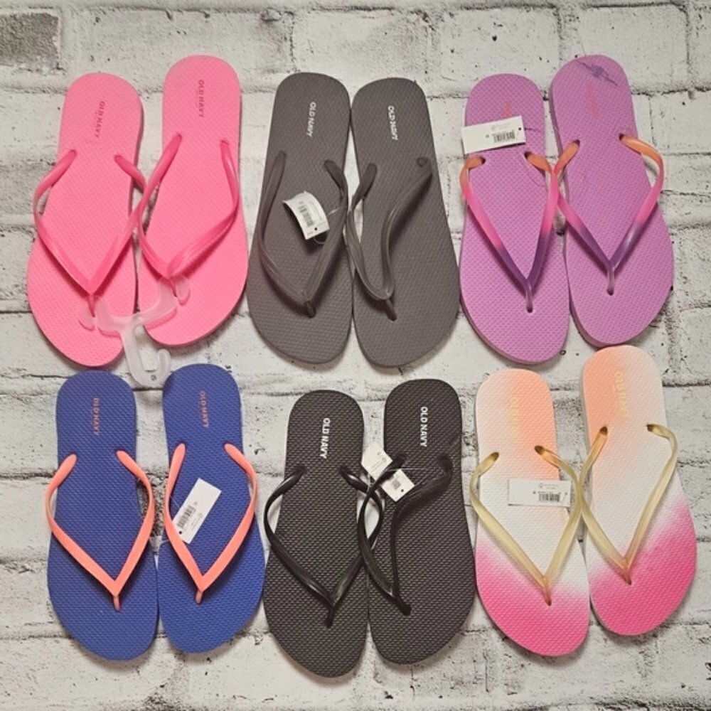 6 Pairs Old Navy Flip Flops NWT